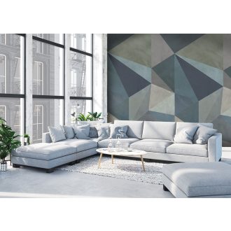   Behang Expresse Timeless INK7164 LOFT BLUE Geometrikus design 3D Gúlát formázó háromszögek kék és szürke árnyalatok falpanel