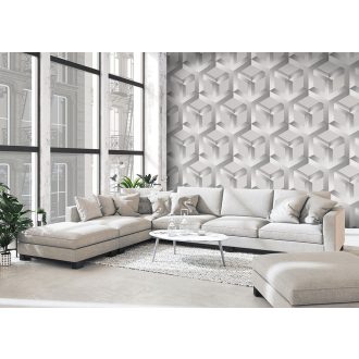   Behang Expresse Timeless INK7166 MATHS Geometrikus Design 3D szürke árnyalatok fehér falpanel