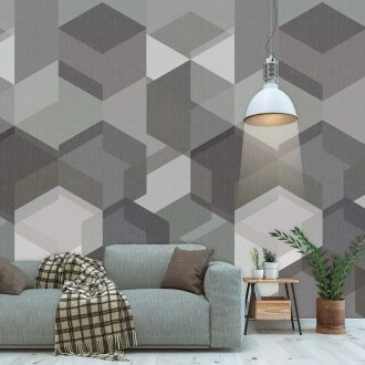   Behang Expresse Timeless INK7175 HAXA DARK Geometrikus 3D sík - hatszögek és térbeli elemek - kockák halmaza szürke szürkéslila fehér szürkészöld falpanel