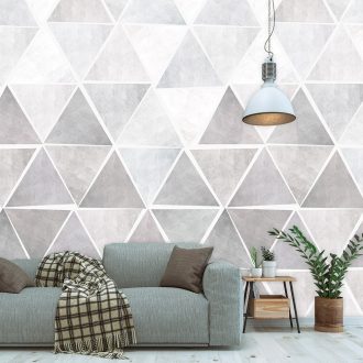   Behang Expresse Timeless INK7177 TRIA NEUTRAL Geometrikus Háromszögek halmaza szürke szürkéslila fehér vízkék vízzöld falpanel