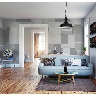   Behang Expresse Timeless INK7180 PANEL GREY Geometrikus 3D Váltakozó téglalapok mintázata szürkésfehér szürke szürkéskék szürkéslila falpanel