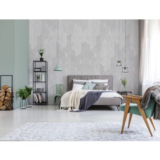   Behang Expresse Timeless INK7183 STYLO GREY Geometrikus grafikus 3D "Hullámzó" geometria szürkésfehér szürke árnyalatok falpanel
