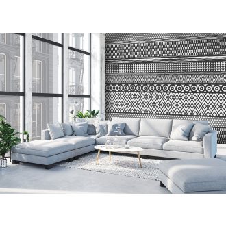   Behang Expresse Timeless INK7184 ETHNIC Etno Afrikai hatású díszítőminta fehér fekete falpanel