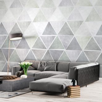   Behang Expresse Timeless INK7177 TRIA WILD Geometrikus Háromszögek halmaza fehér szürke árnyalatok szürkéskék vízzöld falpanel