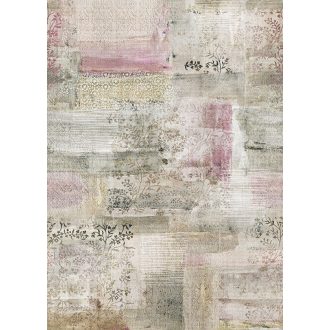   Behang Expresse Esbjerg INK7500 LE MARAIS Patchwork levélminta fehér rózsaszín zöld szines falpanel