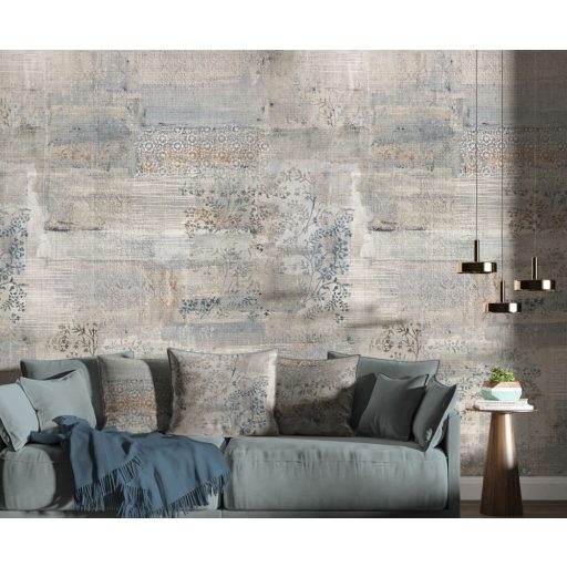 Behang Expresse Esbjerg INK7501 LE MARAIS Patchwork levélminta fehér kék szürke szines falpanel