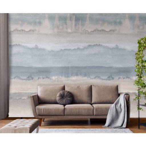 Behang Expresse Esbjerg INK7514 DOVER Akvarell vízszintes szaggatott csíkozású színátnenetes kék zöld bézs szürke barna falpanel