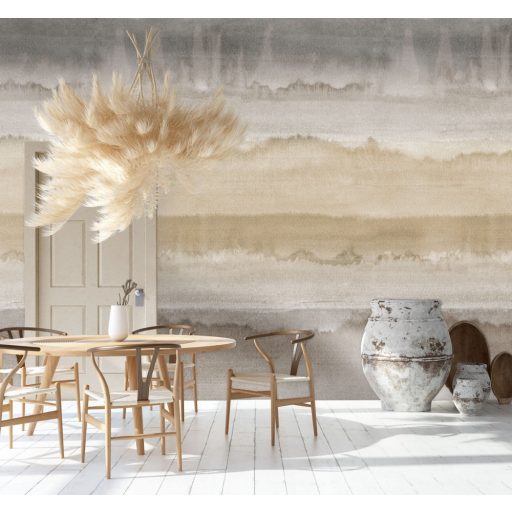 Behang Expresse Esbjerg INK7515 DOVER Akvarell vízszintes szaggatott csíkozású színátnenetes bézs szürke barna szürkésbarna falpanel