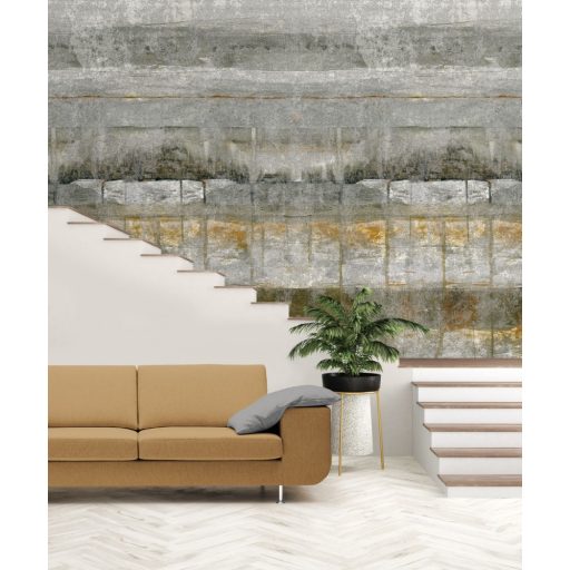 Behang Expresse Esbjerg INK7518 Vintage betonmintázat szürke zöldes szürke rozsdabarna antracit digitális panel