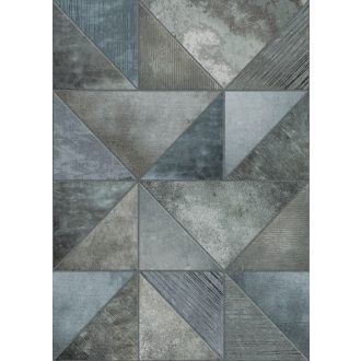   Behang Expresse Esbjerg INK7527 ESBJERG Geometrikus fémes hatású minta kék zöldeskék szürke falpanel