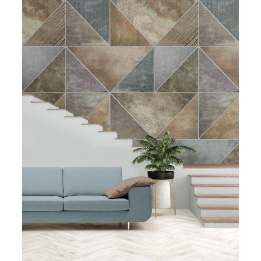 Behang Expresse Esbjerg INK7528 ESBJERG Geometrikus fémes hatású minta szürke barna szürkészöld rézszín falpanel