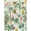 Behang Expresse Floral Utopia INK7558 TROPICAL MORNING reggel a trópusokon életkép Art Deco háttéren zöld sötétzöld okkersárga olívzöld fehér falpanel