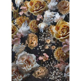   Behang Expresse Floral Utopia INK7572 LUSH HERITAGE DARK Virágos Buja virágörökség fekete sárga rózsaszín fehér falpanel