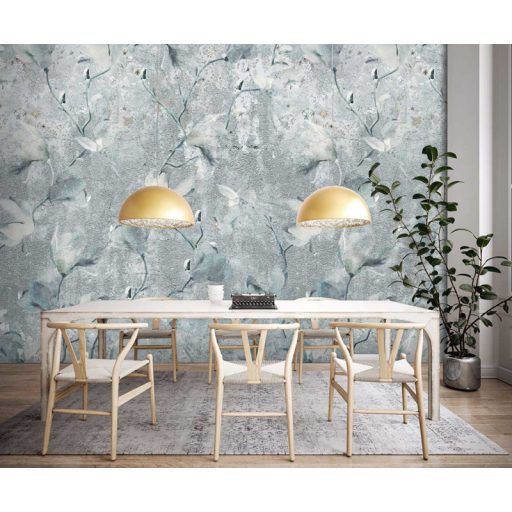Behang Expresse Floral Utopia INK7575 MAGNOLIA WALLS Natur magnólia betonfalon futtatva kék zöld szürke fehér falpanel