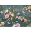 Behang Expresse Floral Utopia INK7579 ABUNDANCE DARK Natur Virágok a bőség kosarából madarakkal betonfal háttéren sötétszürke zöld szines falpanel