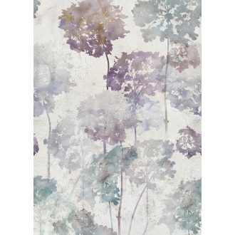   Behang Expresse Floral Utopia INK7580 HORTENSE COLOR Natur hortenzia "liget" betonfal háttéren szürkésfehér szürke kék lila falpanel