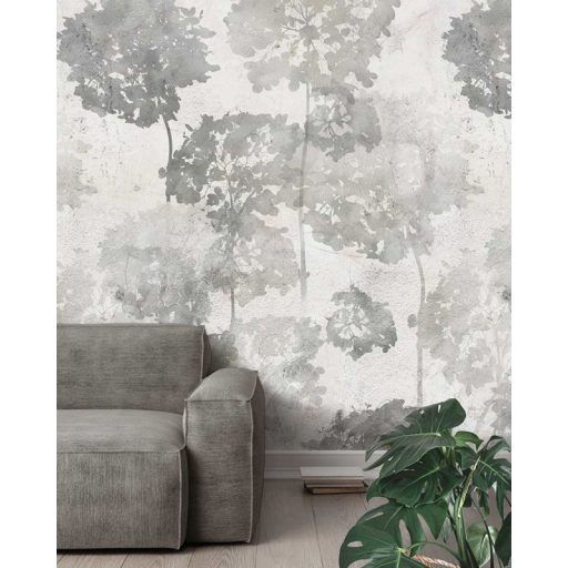 Behang Expresse Floral Utopia INK7581 HORTENSE GRAY Natur hortenzia "liget" betonfal háttéren szürkésfehér szürke árnyalatok falpanel