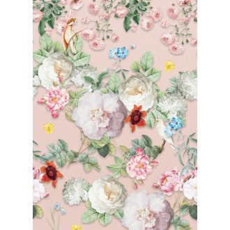   Behang Expresse Floral Utopia INK7584 SWEET ROSA PINK Natur rózsák tengere rózsaszín krém zöld világoskék sárga fehér falpanel