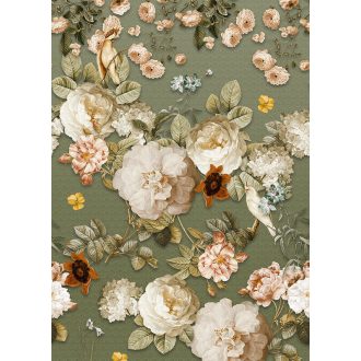  Behang Expresse Floral Utopia INK7585 SWEET ROSA MOSS Natur rózsák tengere mohazöld krém sárga zöld barna fehér falpanel