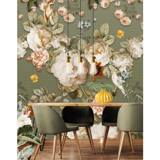 Behang Expresse Floral Utopia INK7585 SWEET ROSA MOSS Natur rózsák tengere mohazöld krém sárga zöld barna fehér falpanel