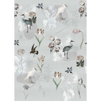   Behang Expresse Floral Utopia INK7587 DUTCH MEADOWS BLUE Natur németalföldi természeti kép szürke kék zöld rózsaszín piros fehér falpanel