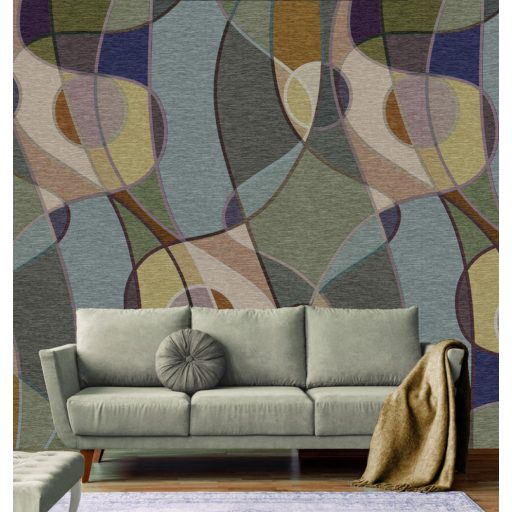 Az Absztrakció új szintje - Barangolás változatos formákon keresztül mohazöld szürkéskék sokszínű falpanel