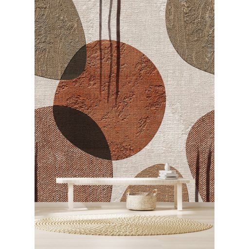 Bohém egyben naív nagyléptékű formák változatos textúrával krém/bézs barna terrakotta és vörösesbarna tónus falpanel