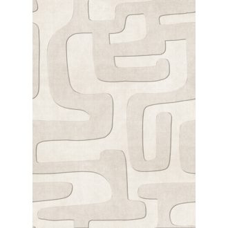   Rendkívül plasztikus absztrakt szinte áramló grafikai minta krém bézs és szürke tónus falpanel