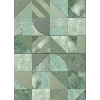   Legyenek négyzetek! De ilyen sok és változatos! Formák és struktúrák játéka zöld szürkészöld és kékeszöld tónus falpanel