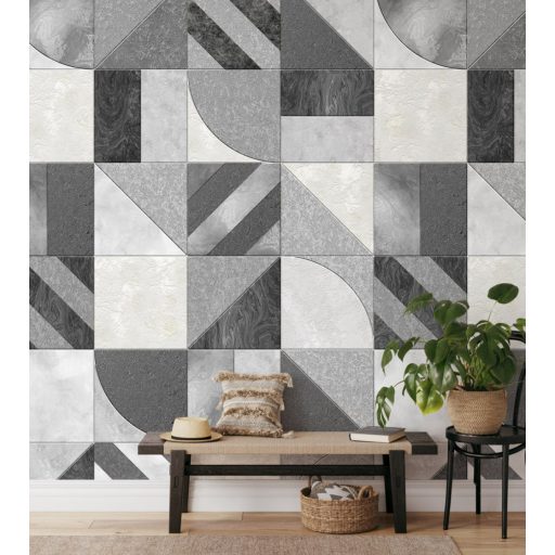 Legyenek négyzetek! De ilyen sok és változatos! Formák és struktúrák játéka fehér szürke és fekete tónus falpanel