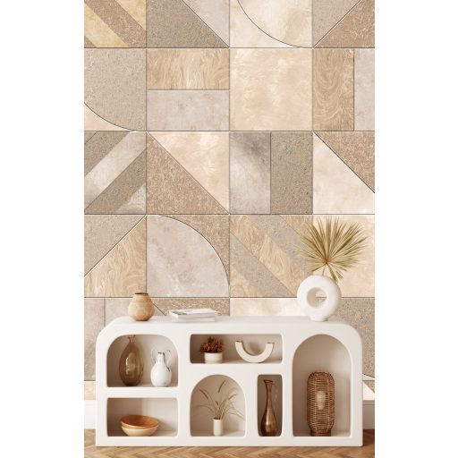 Legyenek négyzetek! De ilyen sok és változatos! Formák és struktúrák játéka krém bézs barna és szürkésbarna tónus falpanel