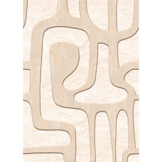   Játékos egyben naív organikus minta famintás textúrával krém bézs és homokszín tónus falpanel