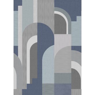   Múlt század közepét idéző ívelt geometriai formák Retro és Art Deco jegyekkel szürke kék fehér és világoskék tónus falpanel