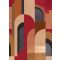 Múlt század közepét idéző ívelt geometriai formák Retro és Art Deco jegyekkel barna okker piros és szines falpanel