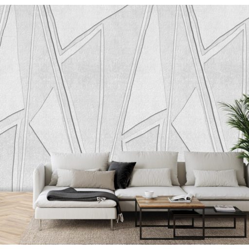 Gigantikus geometriai formák plasztikus 3D megjelenítése szürkésfehér szürke és antracit tónus falpanel