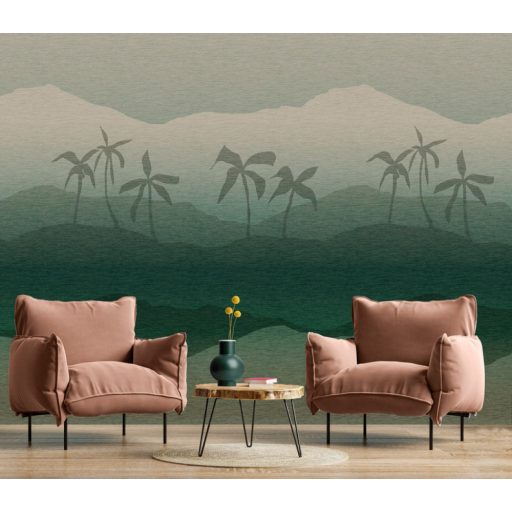 A sivatag legszebb arca! Zöld oázis pálmákkal dűnékkel és az Atlasz vonulataival zöld szürkészöld és sötétzöld tónus falpanel
