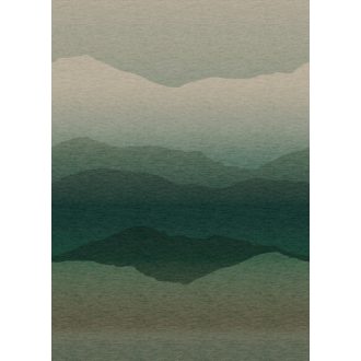   "Zöld" sivatag sziluettje dűnékkel és az Atlasz vonulataival zöld szürkészöld és sötétzöld tónus falpanel