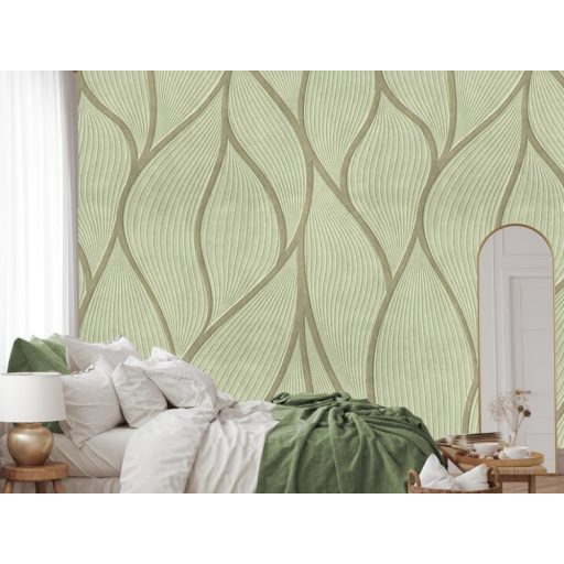 Relaxzóna! Barátságos lágyan fonódó 3D hullámminta mohazöld és szürkészöld tónus falpanel