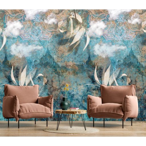 All in One! Stílusok és motívumok elegye Misztikum Botanika Orientalizmus Építészet óceánkék türkiz fehér bézs és barna falpanel