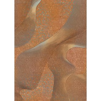   Az óceán hatalmas hullámai ihlették nagyformátumú grafikai 3D minta rozsdaszín szürke szürkésbarna és aranysárga tónus falpanel