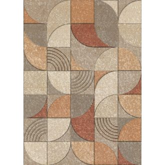   A geometria határtalan lehetőségei - Ívelt formák fantasztikus textúrák bézs barna szürkésbarna narancs terrakotta és aranybarna falpanel