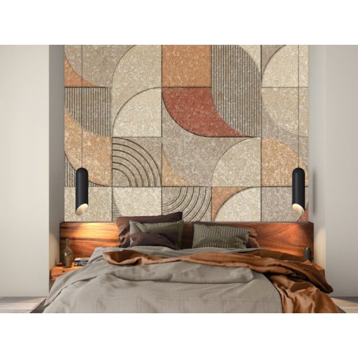 A geometria határtalan lehetőségei - Ívelt formák fantasztikus textúrák bézs barna szürkésbarna narancs terrakotta és aranybarna falpanel