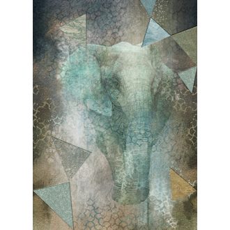   A mondás új változata - Elefánt az enteriőrben! és milyen erőteljes belépő! türkiz kékeszöld zöldesbarna szürke és fekete tónus falpanel