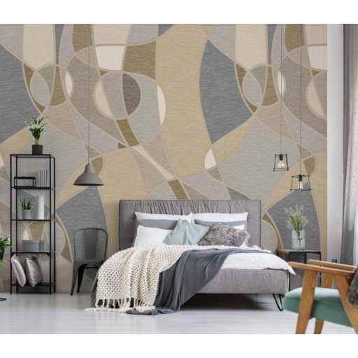 Az Absztrakció új szintje - Barangolás változatos formákon keresztül krémfehér bézs szürke és aranybarna tónus falpanel