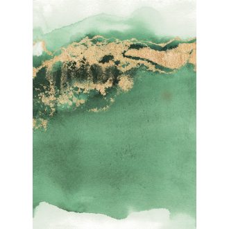   Abszrakt akár ásványi metszet fényűző arany ragyogással fehér zöld és arany tónusok falpanel/digitális nyomat