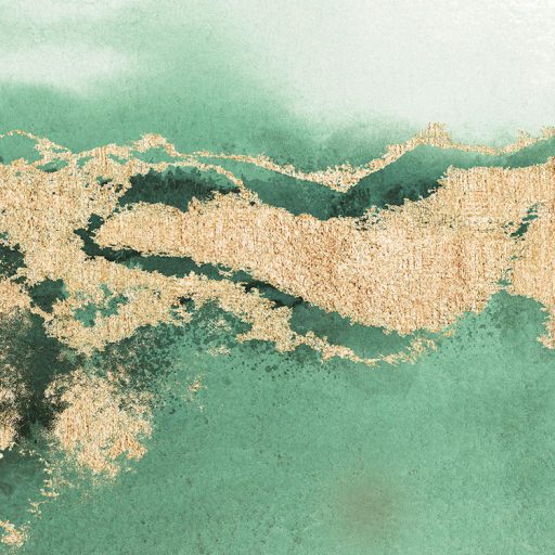 Abszrakt akár ásványi metszet fényűző arany ragyogással fehér zöld és arany tónusok falpanel/digitális nyomat