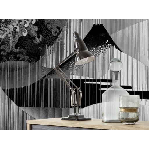 Filozófikus kínai tájábrázolás madarakkal a jin-jang elmélet jegyében fekete és fehér tónus falpanel/digitális nyomat