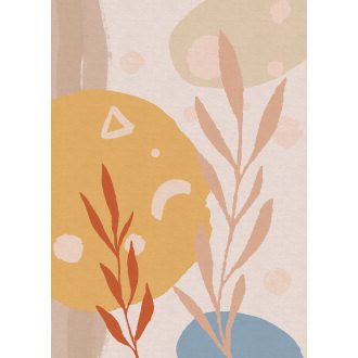   A romantikus és bohém stílus találkozása a skandináv rajzokkal bézs kék vörös sokszínű falpanel/digitális nyomat