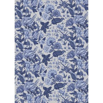   Megdobogtatja a szívet! - finom rajzolatú virágtenger kék és fehér tónus falpanel/digitális nyomat