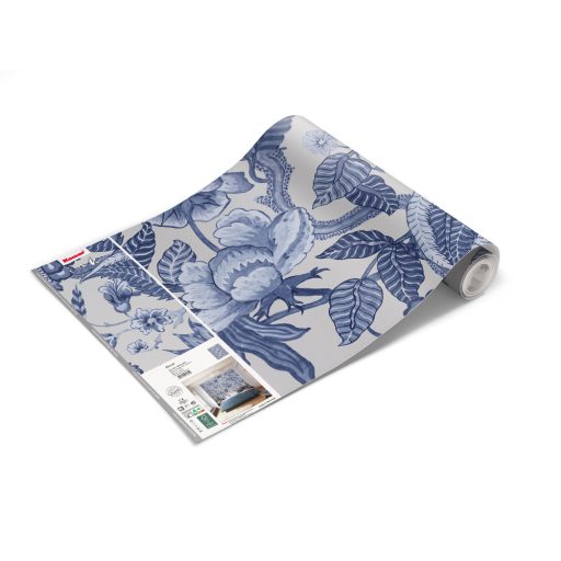 Megdobogtatja a szívet! - finom rajzolatú virágtenger kék és fehér tónus falpanel/digitális nyomat